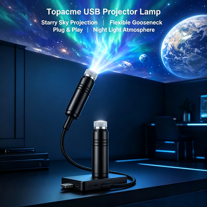 Topacme USB ProjeFlexible USB Star Projector Night Light, Adjustable Gooseneck Galaxy Projection Lamp, Plug-and-Play Starry Sky Aurora Projector for Car, Bedroom, Party & Decorctor Lamp