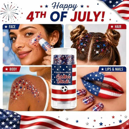 🦅4th of July Glitter Stick✨Red, White & Blue Body & Hair Sparkle.