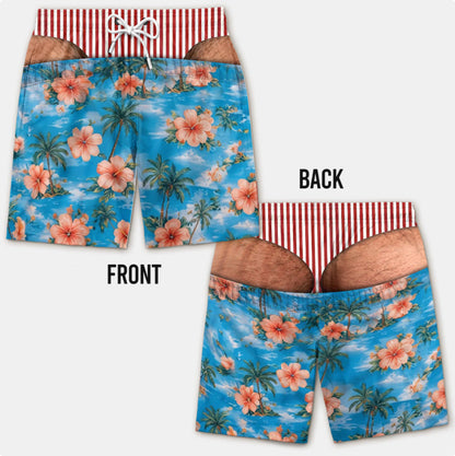 Custom Funny Patriotic Men Swim Trunks - Personalized Birthday Gifts For Husband, Son, Grandson, Brother, Grandpa, Dad, Yourself - Warning Wide Load