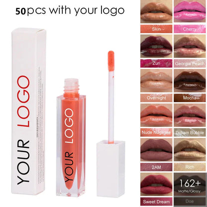10pcs Custom Logo Waterproof Vegan Glitter Lip - plumping  Lip Gloss